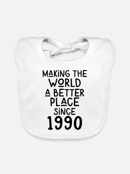 Rendre le monde meilleur depuis 1990 - Bavoir bio Bébé - blanc - Devant