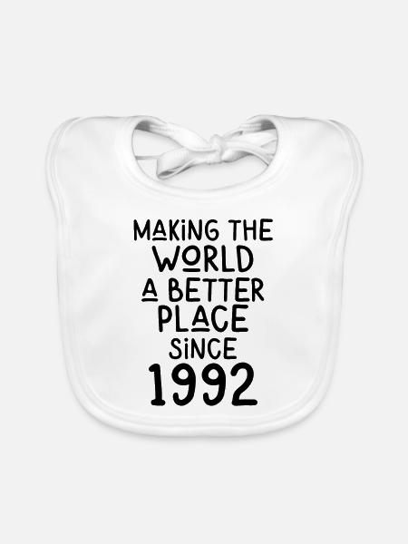 Making the World a better place since 1992 - Organic Baby Bibs - white - Front