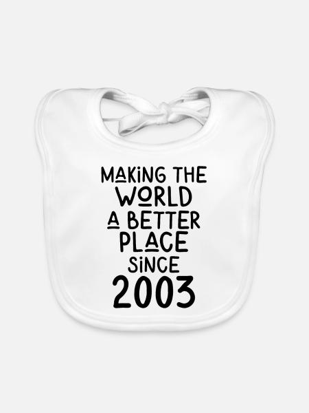 Making the World a better place since 2003 - Organic Baby Bibs - white - Front
