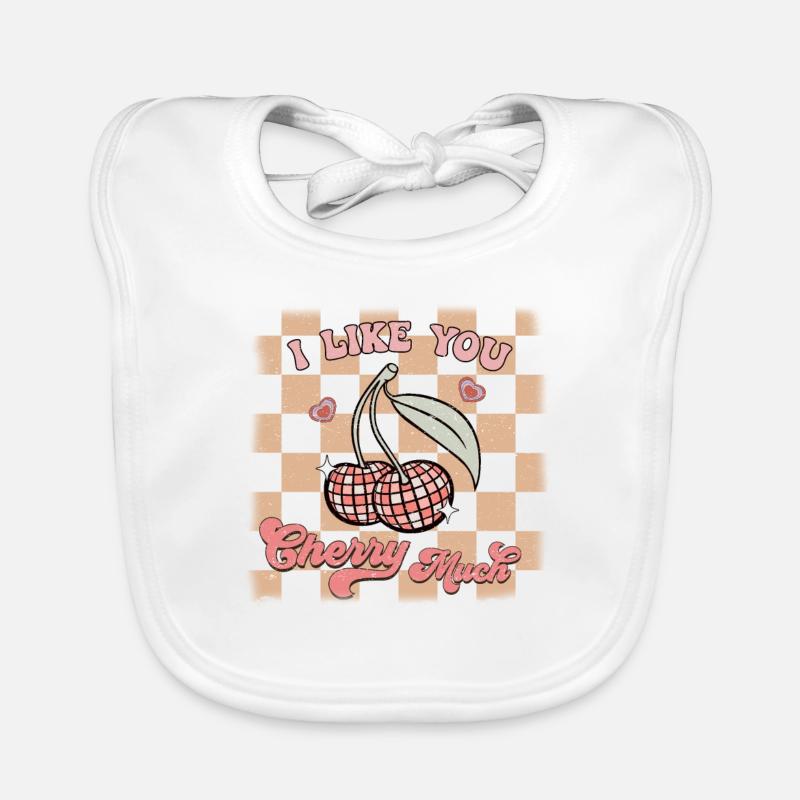 Ich Mag Dich Kirsche Viel Retro Valentines Baby Bio-Lätzchen