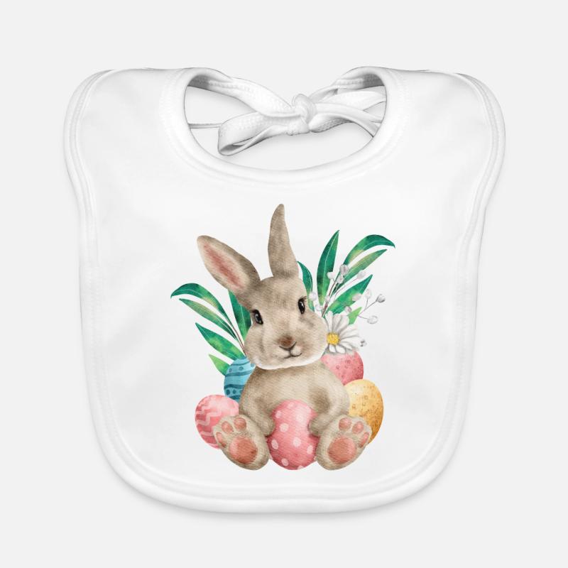 Watercolour Easter and Eggs Organic Baby Bibs