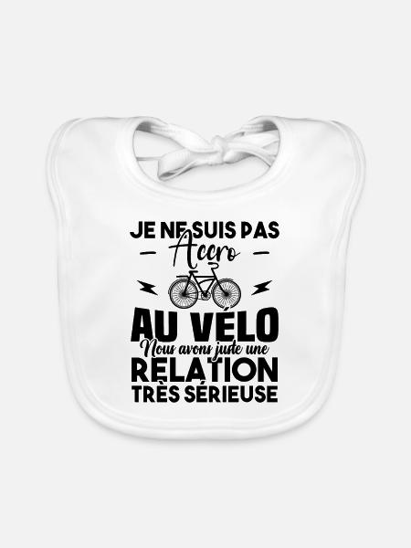 Je ne suis pas accro au vélo - Bavoir bio Bébé - blanc - Devant