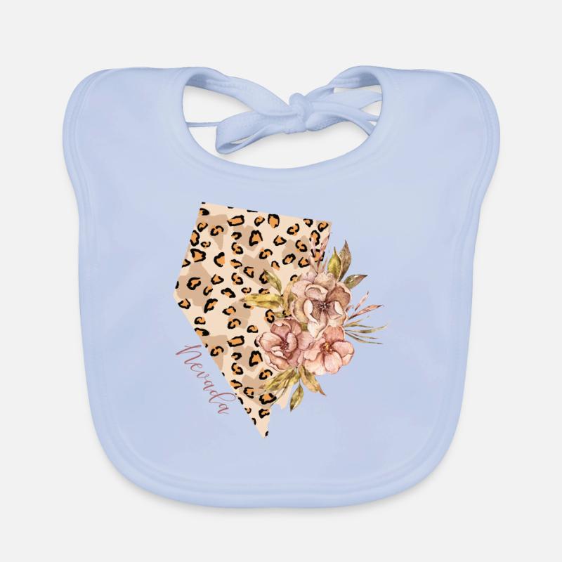 Nevada Leopard Pattern Map Leo Organic Baby Bibs