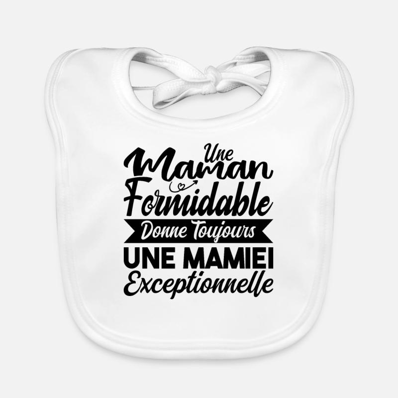 Grand-Mère Cadeau - Une Mamie Exceptionnelle, Cool - Bavoir bio Bébé - blanc
