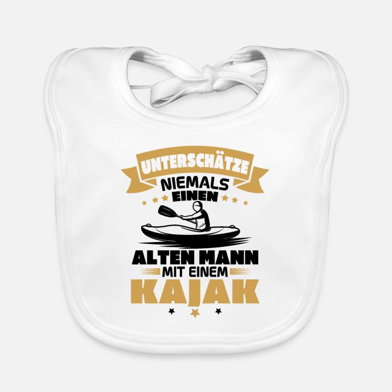 Alten mann mit einem Kajak Baby Bio-Lätzchen