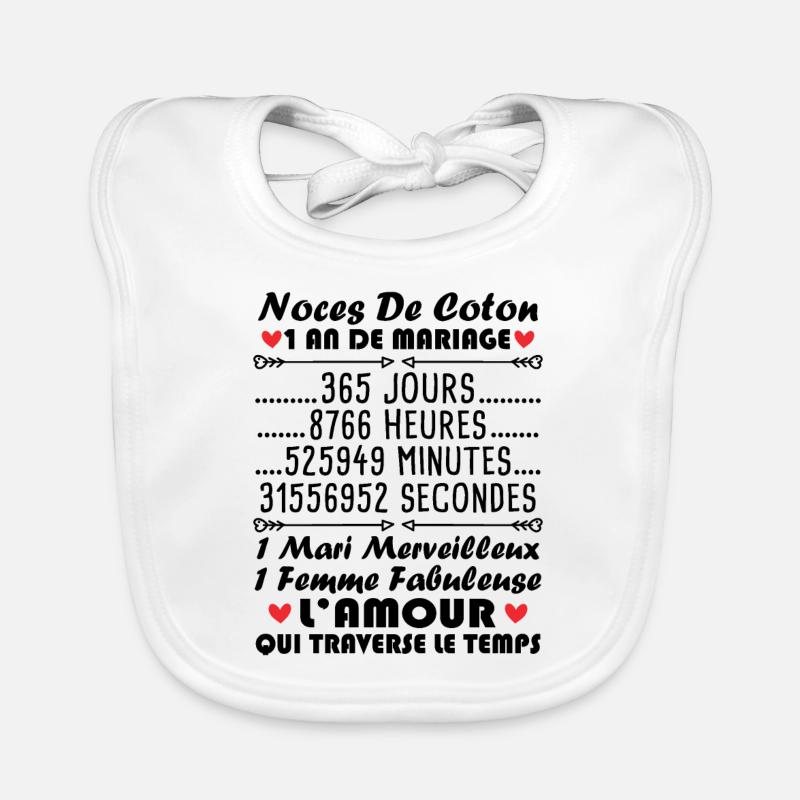 Noces De Coton 1 An De Mariage Bavoir bio Bébé