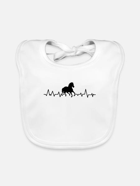 Pferd Herzschlag Heartbeat - Baby Bio-Lätzchen - Weiß