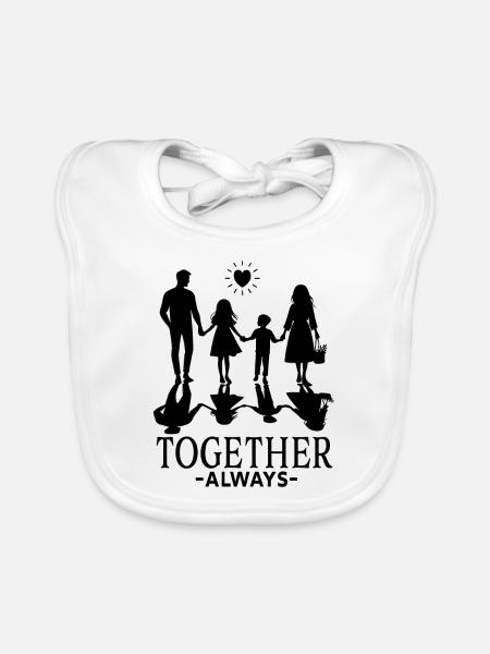 Inspiring Family Quote Always Together - Organic Baby Bibs - white - Front