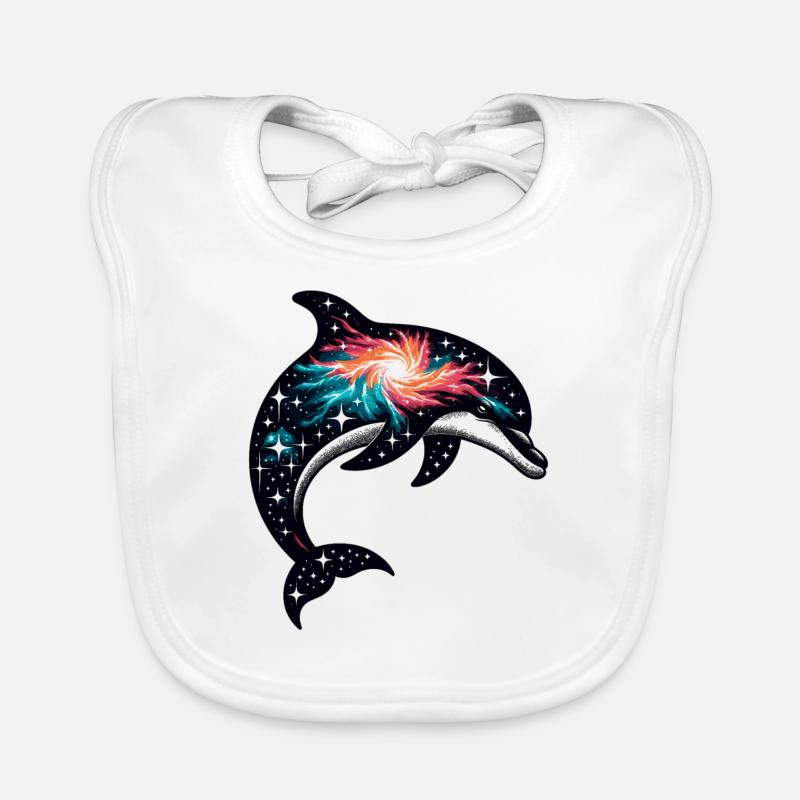Dolphin Space Galaxy Universe Organic Baby Bibs