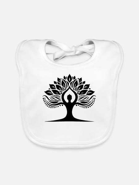 Yoga Pose Tree - Organic Baby Bibs - white - Front