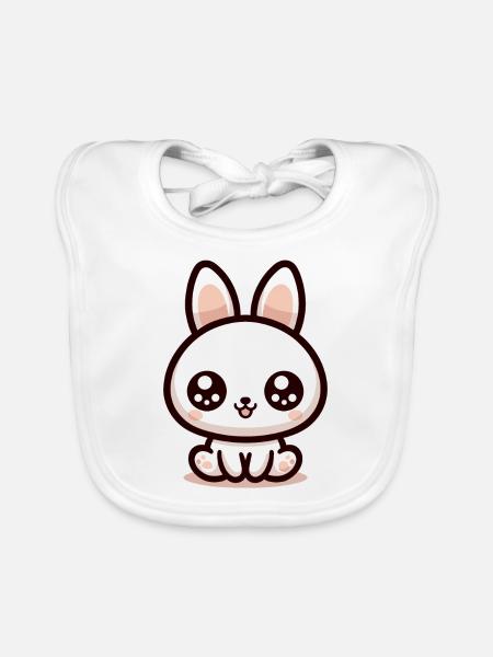 Rabbit Bubble Tea Kawaii - Organic Baby Bibs - white - Front