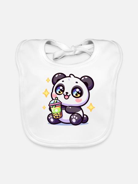 Panda Bubble Tea Boba Kawaii - Bavoir bio Bébé - blanc