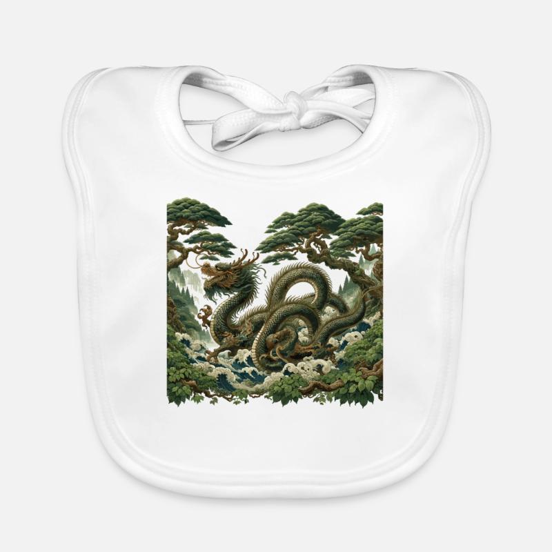 Chinese Dragon Art Organic Baby Bibs