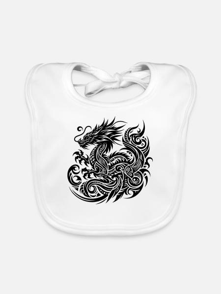 Dragon Tribal Tattoo Conception Artistique - Bavoir bio Bébé - blanc - Devant
