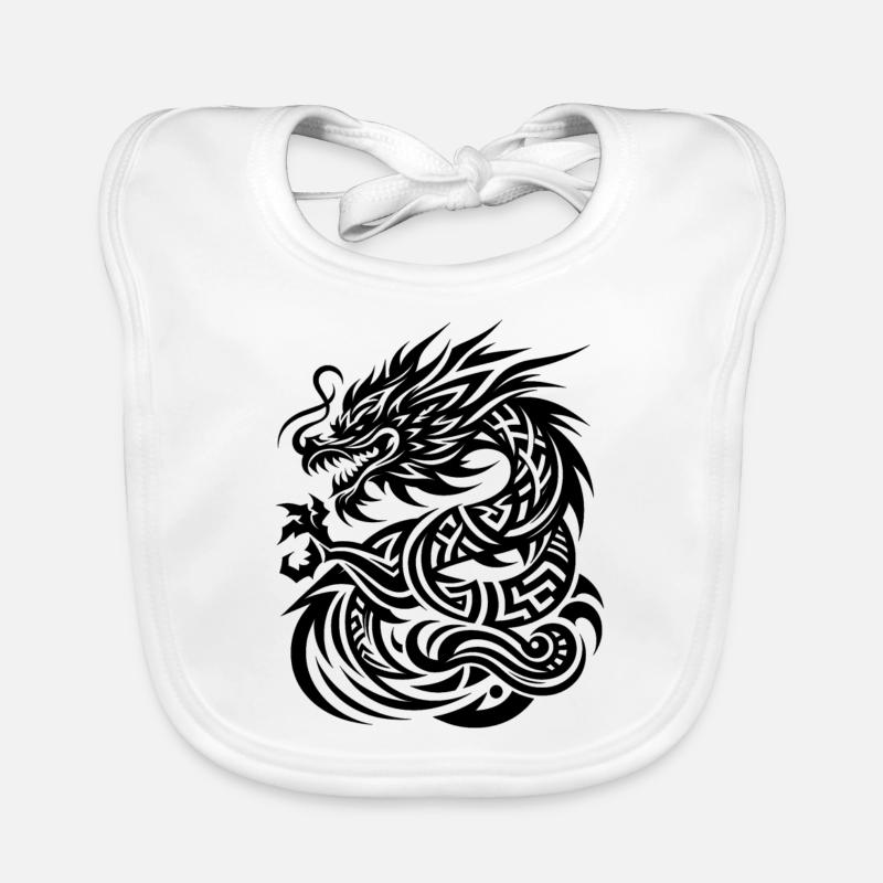 Dragon Tribal Tattoo Artistic Design Organic Baby Bibs