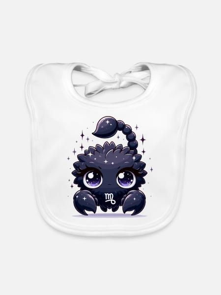 Signe astrologique d’anniversaire artistique unique du zodiaque scorpion - Bavoir bio Bébé - blanc - Devant