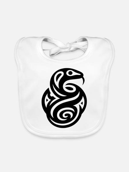 Serpent zodiaque amérindien - Bavoir bio Bébé - blanc - Devant