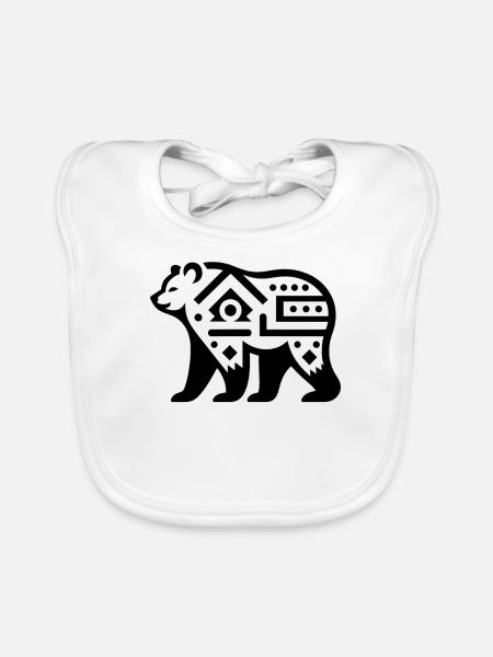 Bär Indianer-Tierkreis - Baby Bio-Lätzchen - Weiß - Vorne