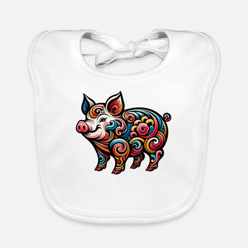 Cochon du zodiaque chinois Design graphique élégant Bavoir bio Bébé