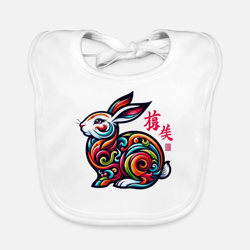 Design élégant de lapin du zodiaque chinois - Celebrate Bavoir bio Bébé