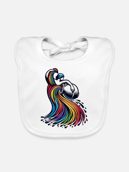 Aquarius Zodiac Elegant Rainbow Design - Organic Baby Bibs - white - Front