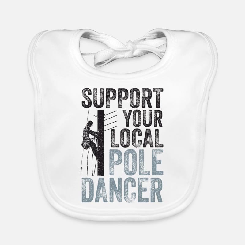 Support Your Local Pole Dancer Lineman Organic Baby Bibs