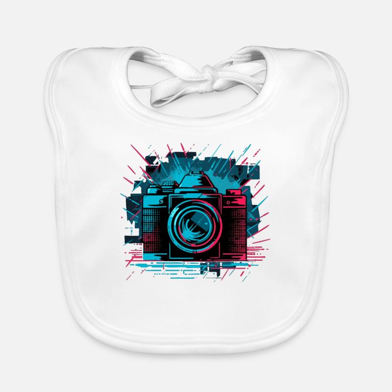 Farbenfrohe Kamera mit Splash Effekt Baby Bio-Lätzchen