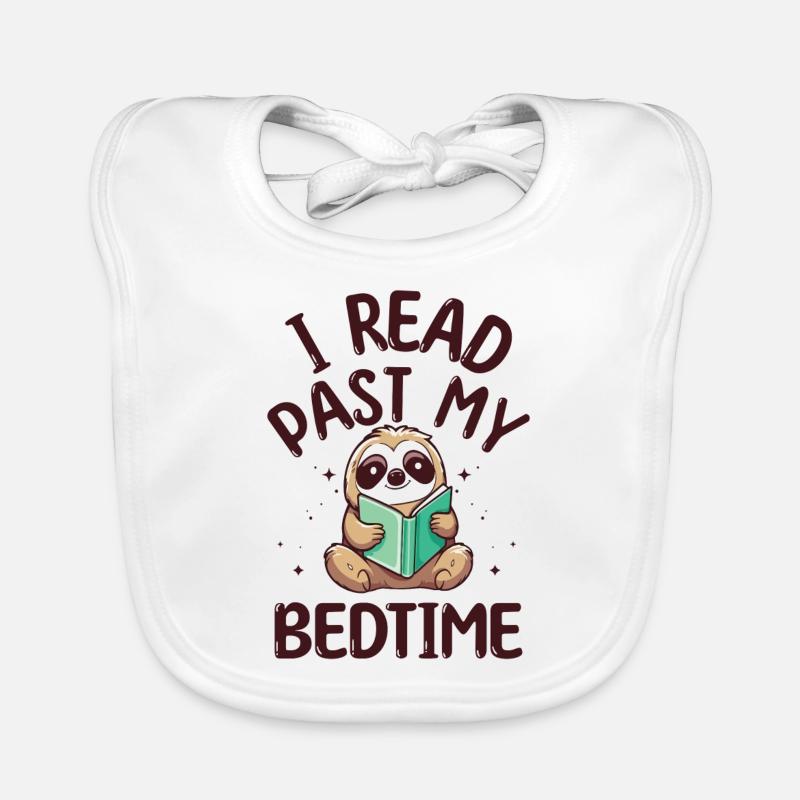 I read after bedtime read sloth Organic Baby Bibs