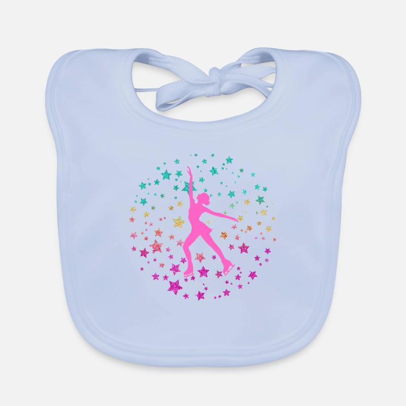 Eisprinzessin Eiskunstläuferin mit Glitzer Sternen Baby Bio-Lätzchen