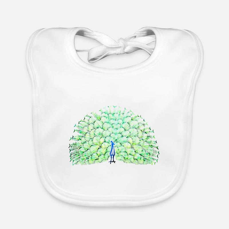 paon - Bavoir bio Bébé - blanc