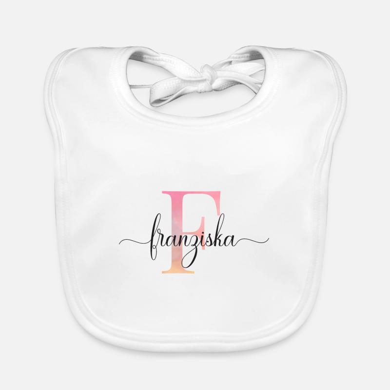 F| Monogram | Name | Franziska |Watercolor Organic Baby Bibs