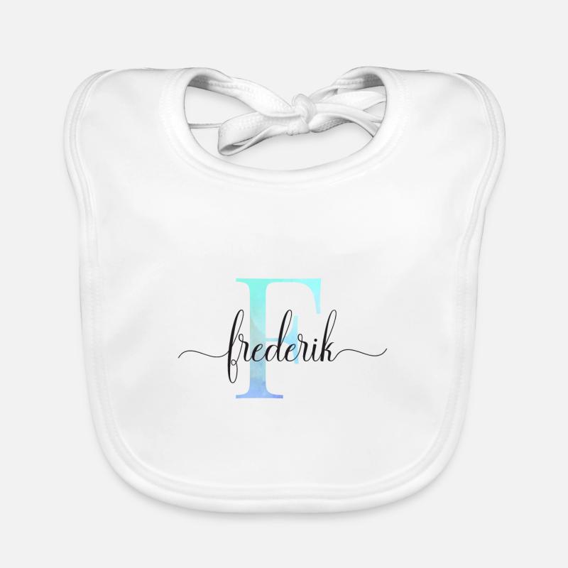 E| Monogramm | Name | Frederik | Watercolor Baby Bio-Lätzchen