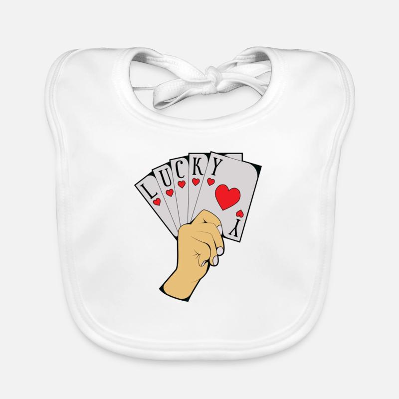 Card game luck - Organic Baby Bibs - white