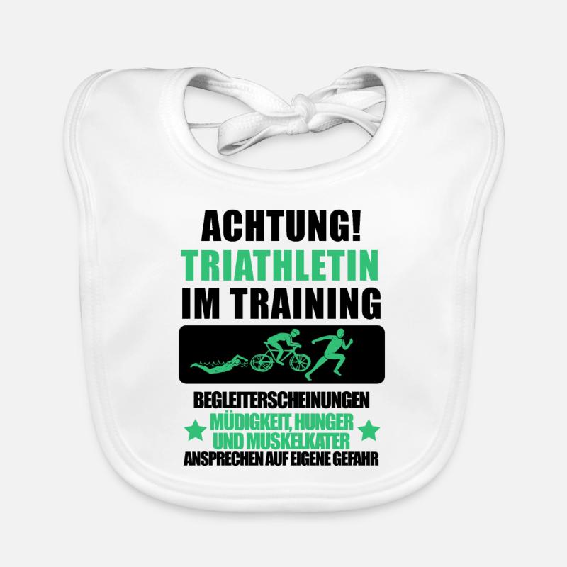 Triathletin Geschenk • Triathlet Training Shirt Baby Bio-Lätzchen