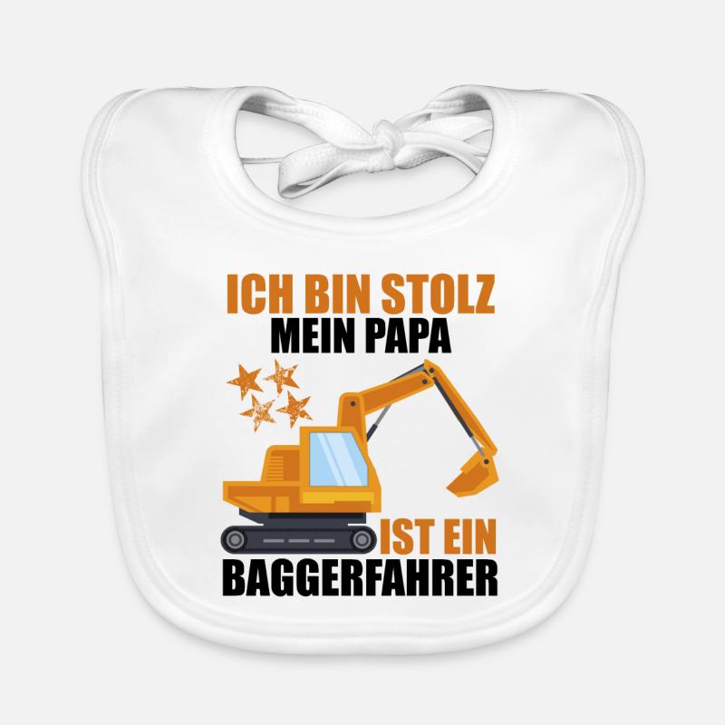 Bagger Shirt Baggerfahrer Shirt Bagger Geschenke - Baby Bio-Lätzchen - Weiß