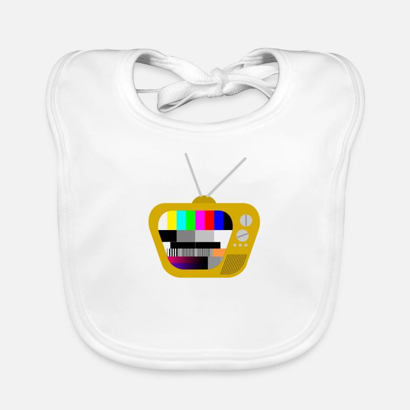 Old TV with test pattern (brown) Organic Baby Bibs