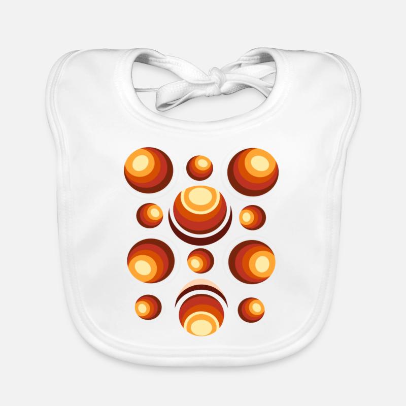 Retro Circle Pattern Croissant des années 70 - Bavoir bio Bébé - blanc
