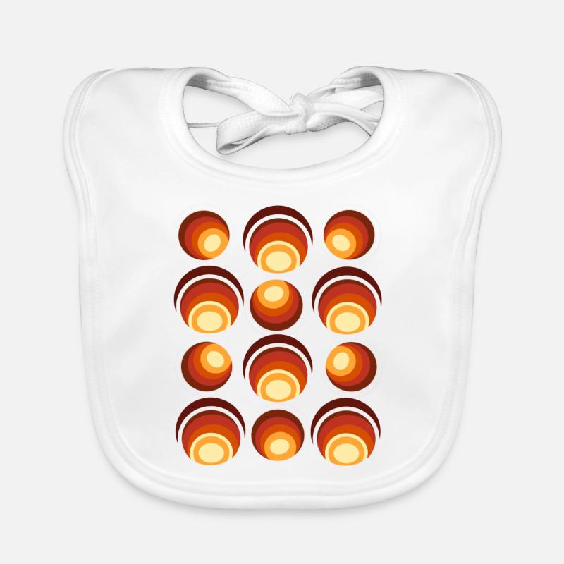 70s Retro Ball Pattern Orange Brown Organic Baby Bibs