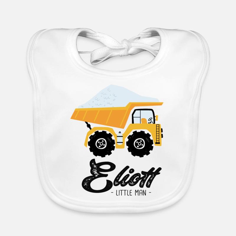 Eliott prenom eliott avec camion - Bavoir bio Bébé - blanc