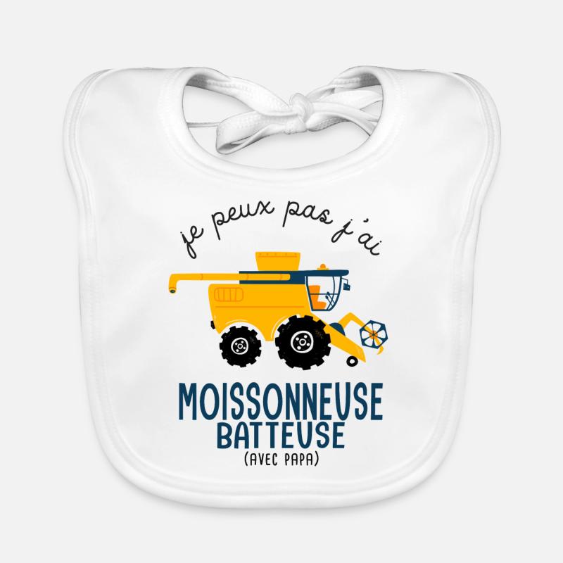 Agriculture Je peux pas j ai Moissonneuse - Bavoir bio Bébé - blanc