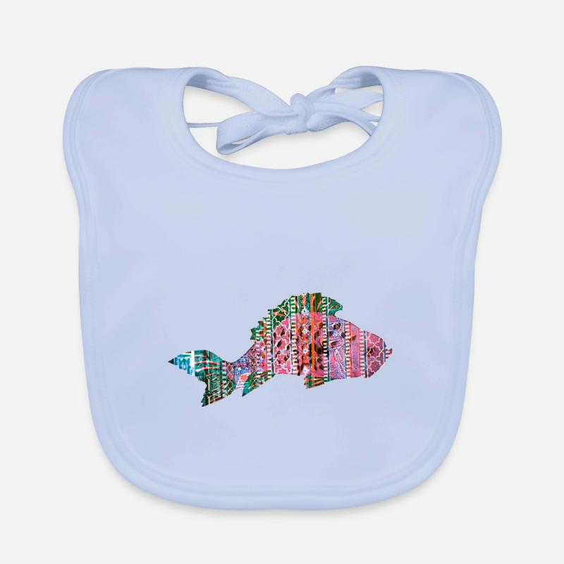Carp, Fish, Mosaic, Pattern, Red Organic Baby Bibs