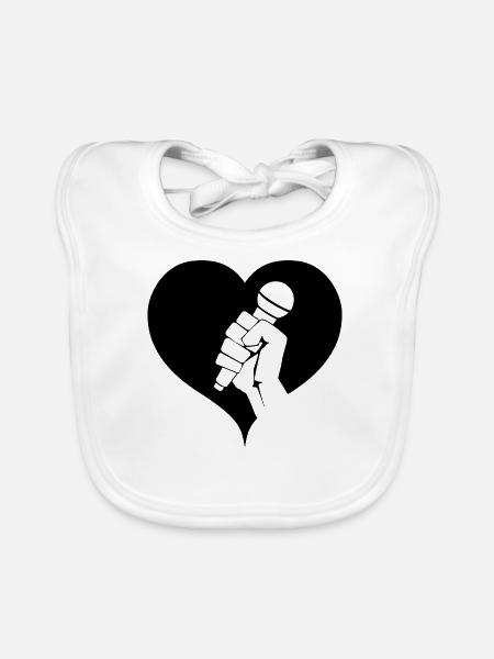 Microphone heart - Organic Baby Bibs - white - Front