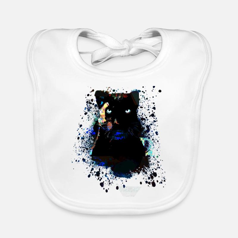 panthère noire, panthère, chat, emo, punk, graffiti - Bavoir bio Bébé - blanc