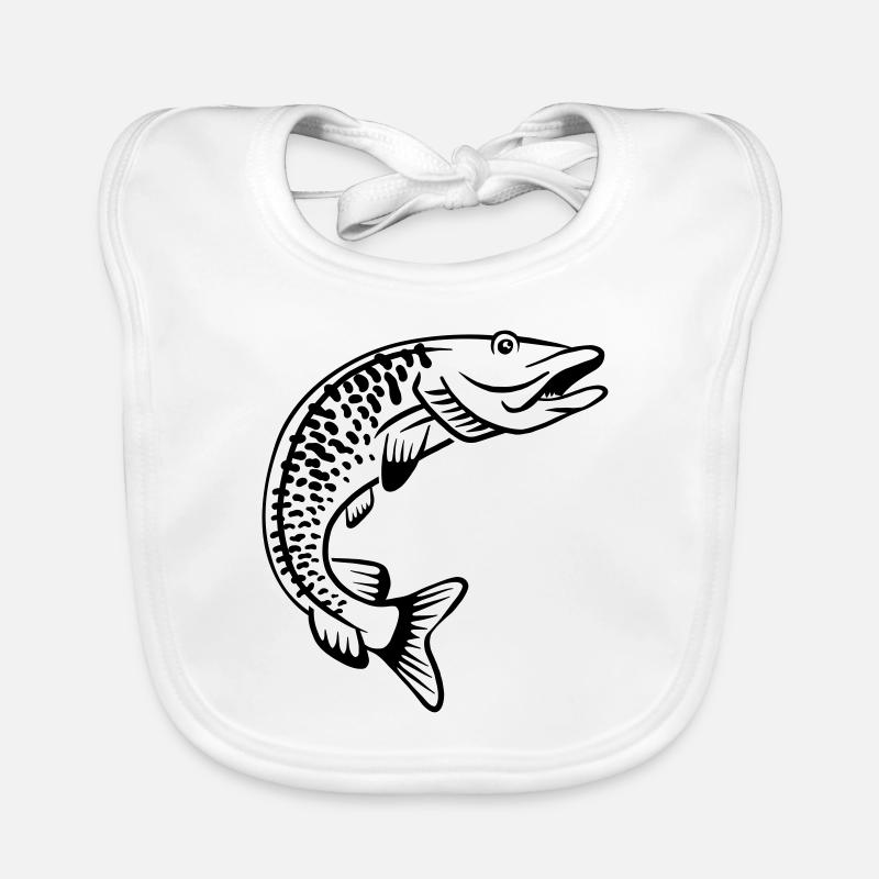 brochet - Bavoir bio Bébé - blanc