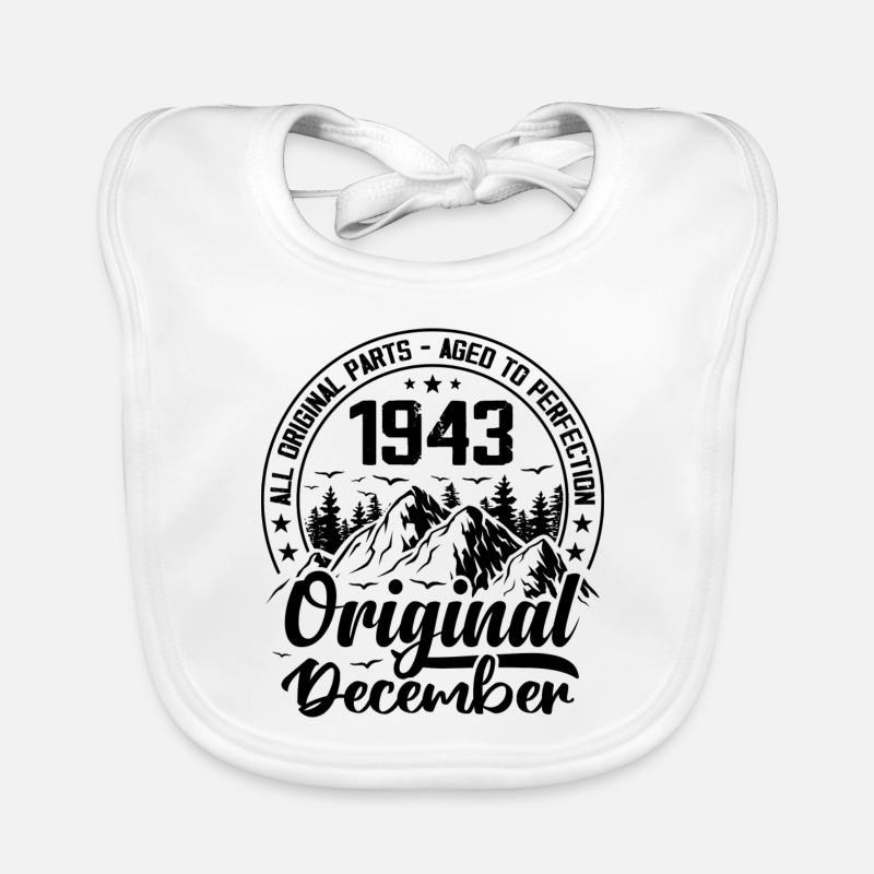 1943 December Original 81 Year Old Birthday Gift Organic Baby Bibs