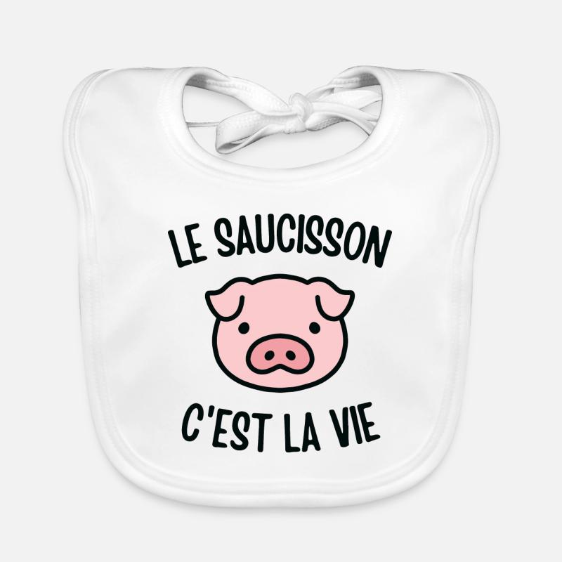 Le saucisson c'est la vie - Bavoir bio Bébé - blanc