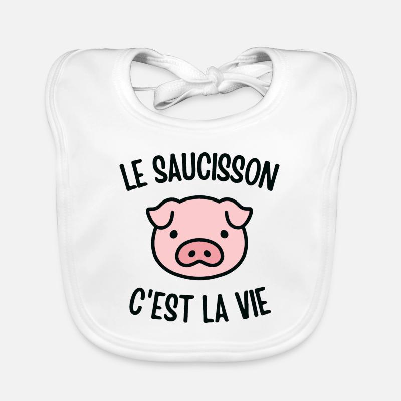 Le saucisson c'est la vie Bavoir bio Bébé