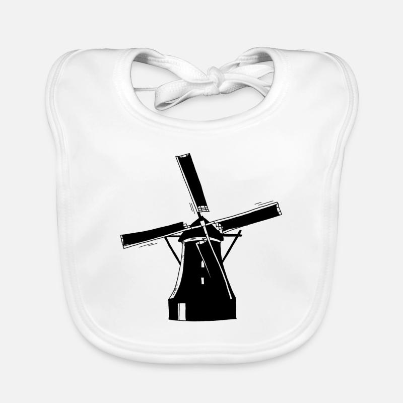 Windmühle schwarz Baby Bio-Lätzchen