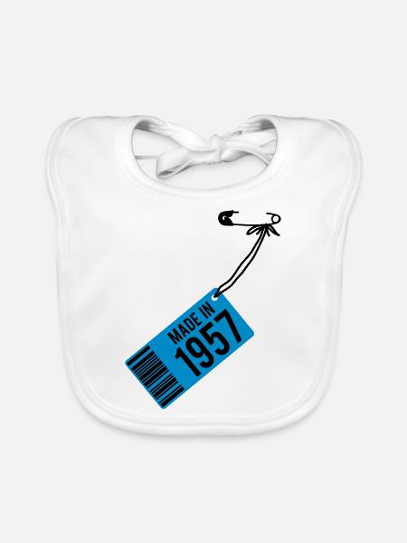 Geburtstag T-Shirt 1957 - Baby Bio-Lätzchen - Weiß - Vorne