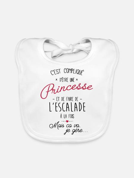 princesse et Escalade - Bavoir bio Bébé - blanc